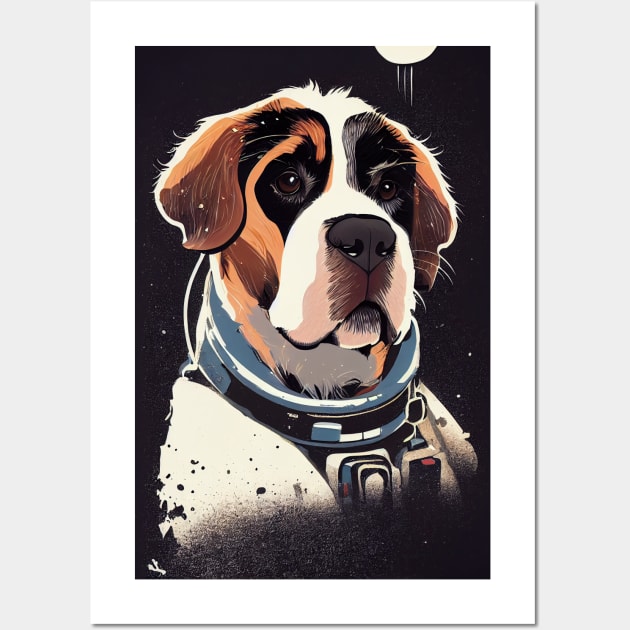 Astronaut St-Bernard portrait Wall Art by etherElric